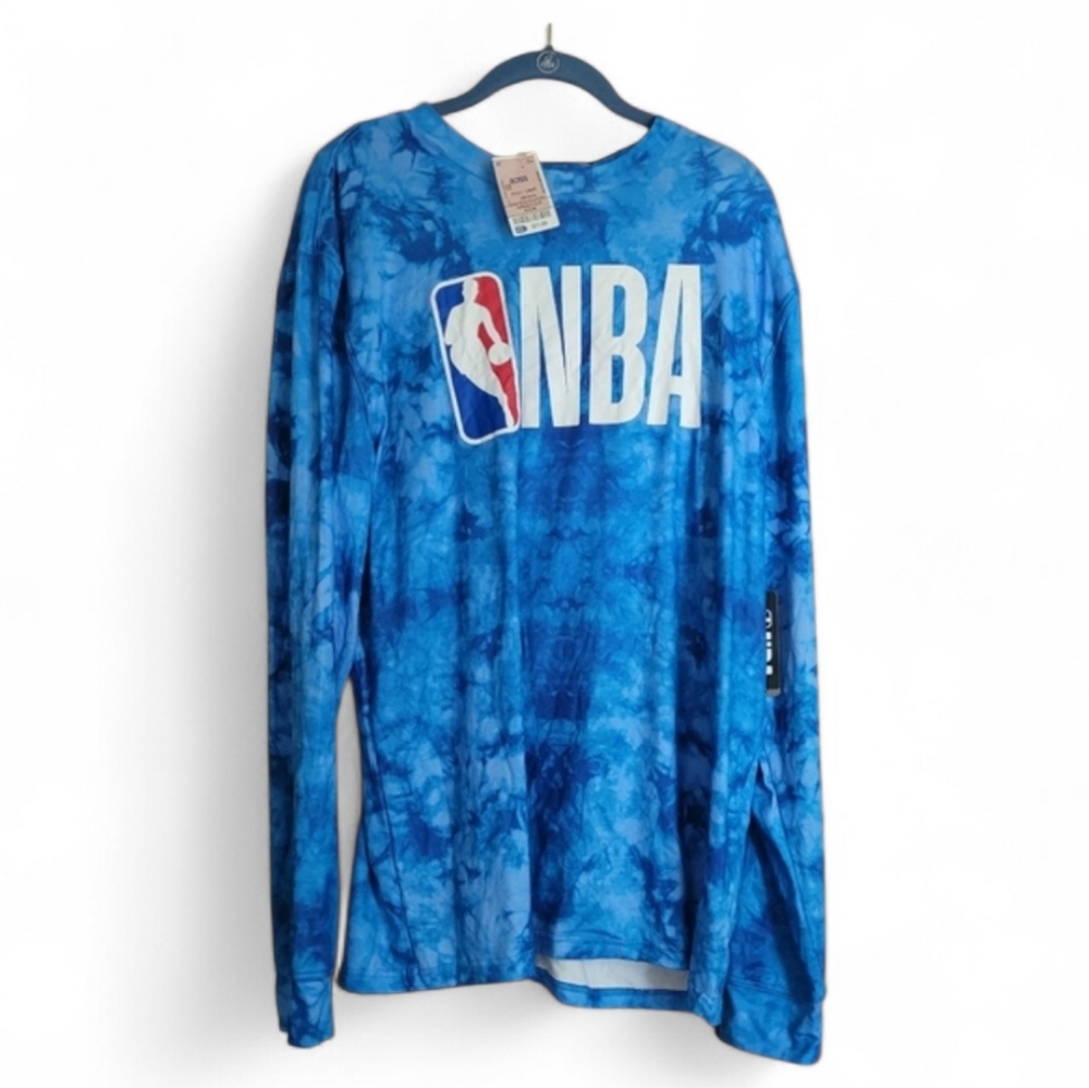 NBA BASKETBALL LOGO LONG SLEEVE LARGE TIE-DYE MENS BLUE TSHIRT NEW WITH TAGS #4